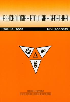 Opakowanie Psychologia etologia genetyka tom 19 2009