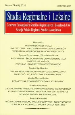 Opakowanie Studia Regionalne i Lokalne 3/2010