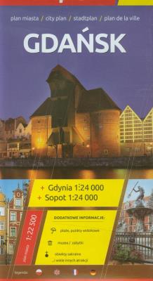 Gdańsk Gdynia Sopot plan miasta  1:22 500. Autor: Opracowanie zbiorowe. SmakLiter.pl Okładka książki Gdańsk Gdynia Sopot plan miasta  1:22 500