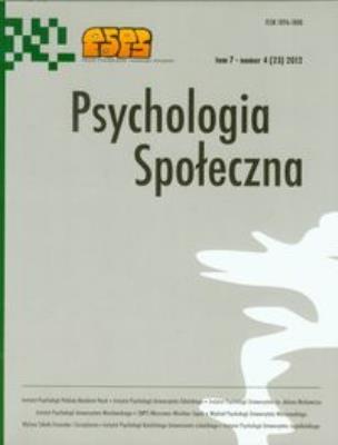 Opakowanie Psychologia Społeczna tom 7 nr 4 (23) 2012