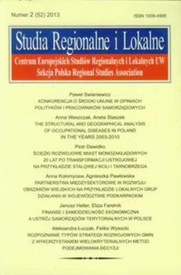 Opakowanie Studia Regionalne i Lokalne 2 (52) 2013