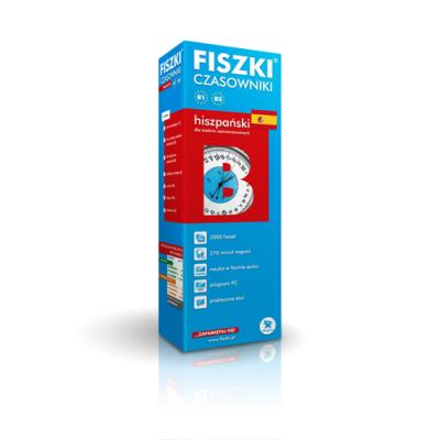 Fiszki Język hiszpański Czasowniki dla  średnio zaawansowanych. Autor: Kinga Perczyńska (red.). SmakLiter.pl Okładka książki Fiszki Język hiszpański Czasowniki dla  średnio zaawansowanych