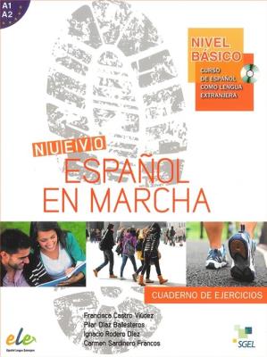 Nuevo Espanol en marcha basico A1+A2 Ćwiczenia + CD. Autor: Castro Viudez Francisca, Diaz Ballesteros Pilar. SmakLiter.pl Okładka książki Nuevo Espanol en marcha basico A1+A2 Ćwiczenia + CD