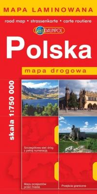 Polska mapa drogowa Europilot 1:750 000 laminowana. Autor: Opracowanie zbiorowe. SmakLiter.pl Okładka książki Polska mapa drogowa Europilot 1:750 000 laminowana