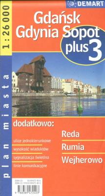 Okładka książki Plan Miasta Gdańsk, Gdynia, Sopot 1:26 000 DEMART
