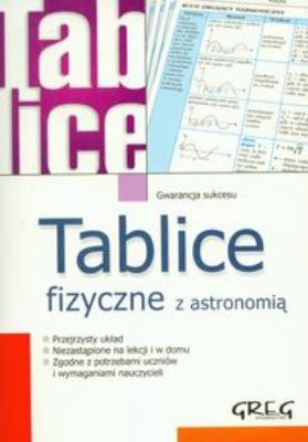 Tablice fizyczne z astronomią GREG. Autor: Alicja Nawrot. SmakLiter.pl Okładka książki Tablice fizyczne z astronomią GREG