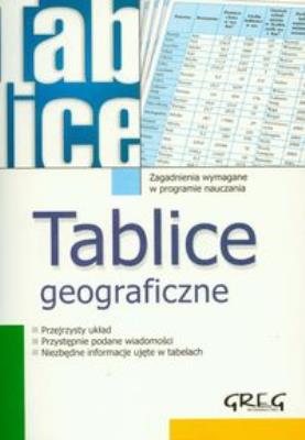Tablice geograficzne GREG. Autor: Jaszczuk Sławomir. SmakLiter.pl Okładka książki Tablice geograficzne GREG