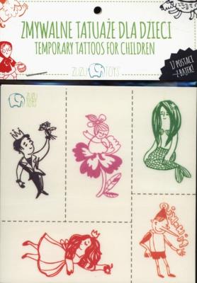 Zmywalne tatuaże dla dzieci - Postaci z bajek. Autor: Cieślak Ola. SmakLiter.pl Okładka książki Zmywalne tatuaże dla dzieci - Postaci z bajek