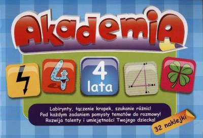 Akademia - 4 lata + 32 naklejki Greg. Autor: Ewa Sajek. SmakLiter.pl Okładka książki Akademia - 4 lata + 32 naklejki Greg