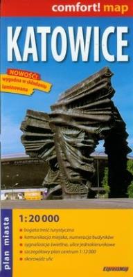 Comfort!map Katowice 1:20 000 laminat. Autor:   Praca zbiorowa. SmakLiter.pl Okładka książki Comfort!map Katowice 1:20 000 laminat