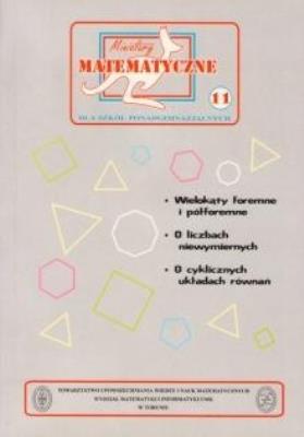 Miniatury matematyczne 11 Wielokąty foremne i półforemne.... Autor: Bobiński Zbigniew, Macys Jozef, Mentzen Mieczysław K.. SmakLiter.pl Okładka książki Miniatury matematyczne 11 Wielokąty foremne i półforemne...