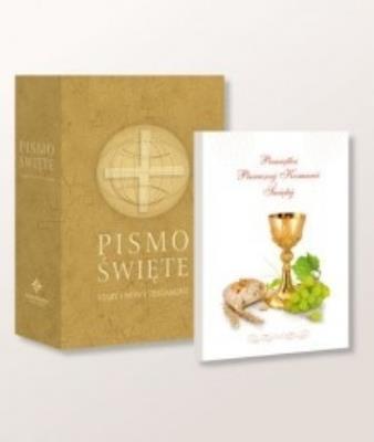 Pismo Święte ST i NT duże beż + Pam. I Kom. Św.. Autor: praca zbiorowa. SmakLiter.pl Okładka książki Pismo Święte ST i NT duże beż + Pam. I Kom. Św.
