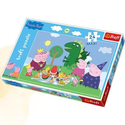 Okładka książki Puzzle 24 maxi Świnka Peppa - Uczta TREFL