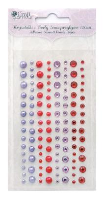 Opakowanie Kryształki i perły samoprzylepne cranberry (120 szt)