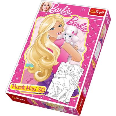 Puzzle konturowe 30 maxi Przygody Barbie TREFL. Wydawca: Trefl. SmakLiter.pl Opakowanie Puzzle konturowe 30 maxi Przygody Barbie TREFL