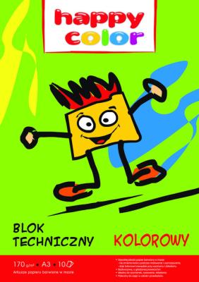 Okładka książki Blok techniczny - Happy Color A3 170g 10k. kolor 10szt