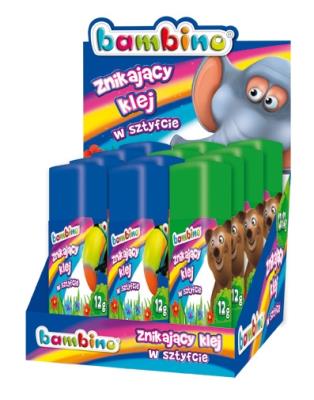 Opakowanie Klej znikający w sztyfcie 12 g BAMBINO mix kolorów