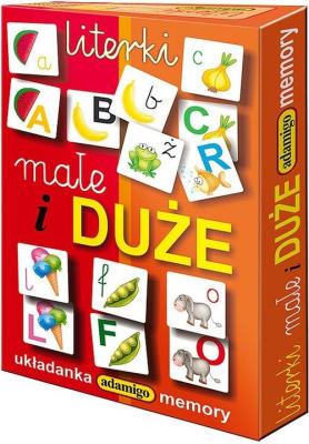Literki małe i duże Układanka memory. Autor: Pogorzelska Julia. SmakLiter.pl Okładka książki Literki małe i duże Układanka memory