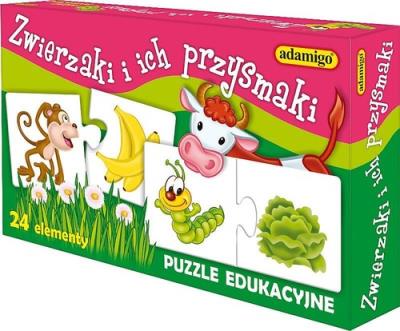 Zwierzaki i ich przysmaki Układanka. Autor: Pogorzelska Julia. SmakLiter.pl Okładka książki Zwierzaki i ich przysmaki Układanka