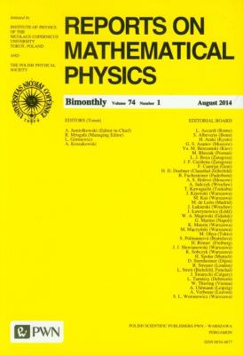 Opakowanie Reports on Mathematical Physics 74/1 2014 kraj