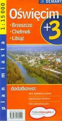 Okładka książki Plan Miasta Oświęcim + 3 Miasta 1:15 000 DEMART