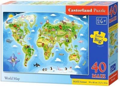 Puzzle 40 maxi - World Map CASTOR. Wydawca: Castorland. SmakLiter.pl Opakowanie Puzzle 40 maxi - World Map CASTOR