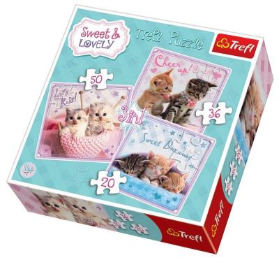 Okładka książki Puzzle 3w1 Słodkie kotki TREFL