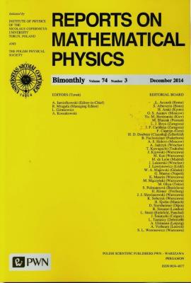 Opakowanie Reports on Mathematical Physics 74/3 2014
