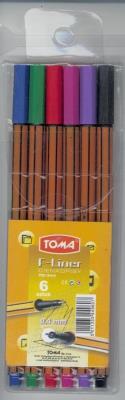 Cienkopis F-Liner 6 kolorów TOMA. Wydawca: TOMA. SmakLiter.pl Opakowanie Cienkopis F-Liner 6 kolorów TOMA