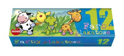 Opakowanie Farby plakatowe 12 kolorów 20ml eko MONA