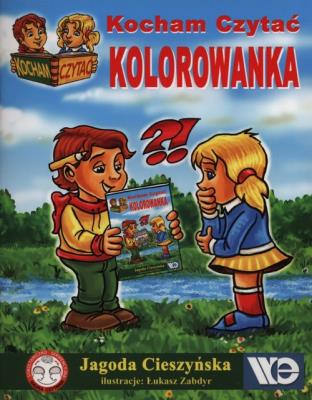 Kocham czytać kolorowanka. Autor: Cieszyńska Jagoda. SmakLiter.pl Okładka książki Kocham czytać kolorowanka