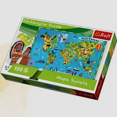 Puzzle edukacyjne 100 Mapa świata. Wydawca: Trefl. SmakLiter.pl Opakowanie Puzzle edukacyjne 100 Mapa świata