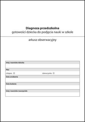 Okładka książki Arkusz obserwacyjny. Diagnoza przedszkolna...