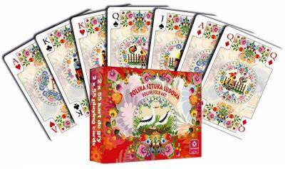 Karty do gry Polska Sztuka Ludowa podwójne. Wydawca: Cartamundi. SmakLiter.pl Opakowanie Karty do gry Polska Sztuka Ludowa podwójne