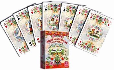 Karty do gry Polska Sztuka Ludowa pojedyńcze. Wydawca: Cartamundi. SmakLiter.pl Opakowanie Karty do gry Polska Sztuka Ludowa pojedyńcze