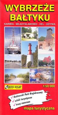 Okładka książki Wybrzeże Bałtyku Karwia - Władysławowo - Hel - Gdynia mapa 1:50 000 Eko Graf