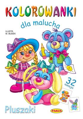 Kolorowanki dla malucha Pluszaki. Autor: M. Budek. SmakLiter.pl Okładka książki Kolorowanki dla malucha Pluszaki