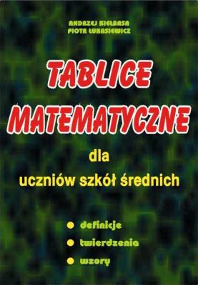 Tablice matematyczne dla uczniów szk. śr. Kiełbasa. Autor: A. Kiełbasa, P. Łukasiewicz. SmakLiter.pl Okładka książki Tablice matematyczne dla uczniów szk. śr. Kiełbasa