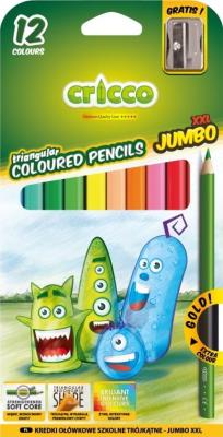 Kredki ołówkowe trójkątne Cricco 12 kolorów Jumbo XXL. Autor: CR325K12. SmakLiter.pl Okładka książki Kredki ołówkowe trójkątne Cricco 12 kolorów Jumbo XXL