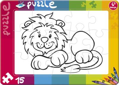 Puzzle do kolorowania 15 Lew. Wydawca: Promatek. SmakLiter.pl Opakowanie Puzzle do kolorowania 15 Lew