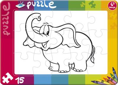 Puzzle do kolorowania 15 Słonik. Wydawca: Promatek. SmakLiter.pl Opakowanie Puzzle do kolorowania 15 Słonik