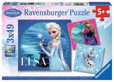 Opakowanie Puzzle Kraina Lodu Eelsa Anna i Olaf 3x49