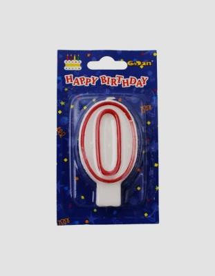 Opakowanie Świeczka cyferka 0 czerwony