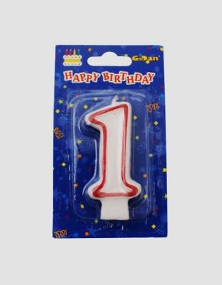 Opakowanie Świeczka cyferka 1 czerwony kontur