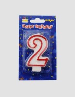 Opakowanie Świeczka cyferka 2 czerwony kontur