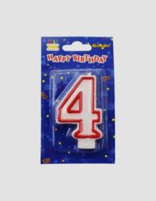 Opakowanie Świeczka cyferka 4 czerwony kontur