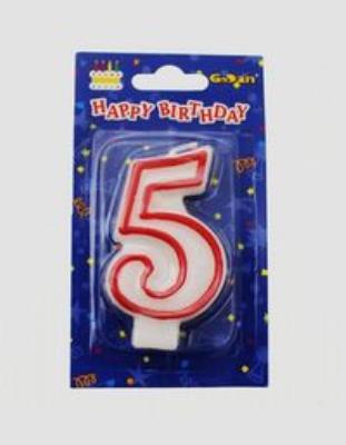 Opakowanie Świeczka Cyferka 5 czerwony kontur