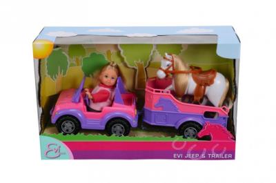 Opakowanie Lalka Evi w aucie + koń w przyczepce