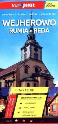 Wjeherowo Reda Rumia Puck plan miasta 1:17 000 laminowany. Autor: Opracowanie zbiorowe. SmakLiter.pl Okładka książki Wjeherowo Reda Rumia Puck plan miasta 1:17 000 laminowany