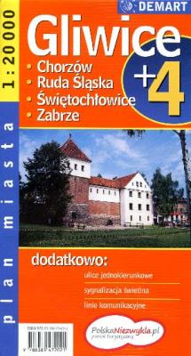 Okładka książki Plan Miasta Gliwice + 4 Miasta 1:20 000 DEMART